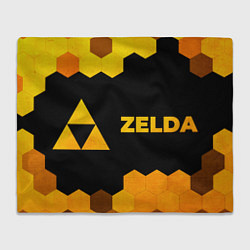 Плед флисовый Zelda - gold gradient: надпись и символ, цвет: 3D-велсофт