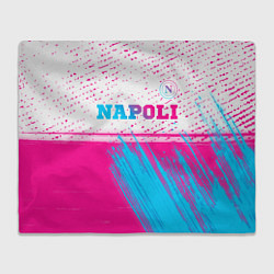 Плед флисовый Napoli neon gradient style: символ сверху, цвет: 3D-велсофт