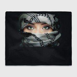 Плед флисовый Зеленоглазая девушка в хиджабе, цвет: 3D-велсофт