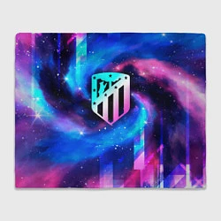 Плед флисовый Atletico Madrid неоновый космос, цвет: 3D-велсофт