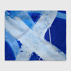 Плед флисовый Белый крест на синем фоне, цвет: 3D-велсофт