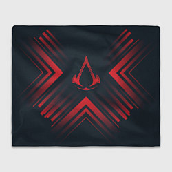 Плед флисовый Красный символ Assassins Creed на темном фоне со с, цвет: 3D-велсофт