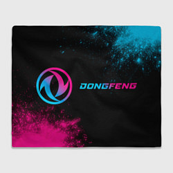 Плед флисовый Dongfeng - neon gradient: надпись и символ, цвет: 3D-велсофт