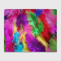 Плед флисовый Яркие разноцветные перья, цвет: 3D-велсофт