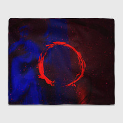 Плед флисовый Синий и красный абстрактный дым и краски, цвет: 3D-велсофт
