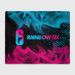 Плед флисовый Rainbow Six - neon gradient: надпись и символ, цвет: 3D-велсофт