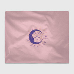Плед флисовый Спящие солнце и месяц в стиле модерн, цвет: 3D-велсофт
