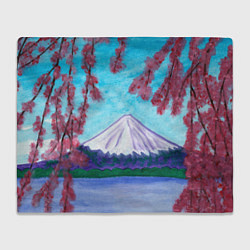 Плед флисовый Цветение сакуры Фудзияма, цвет: 3D-велсофт