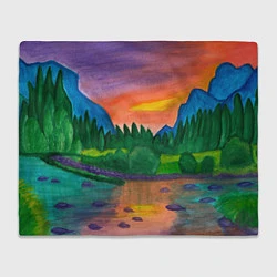 Плед флисовый Закат на реке, цвет: 3D-велсофт