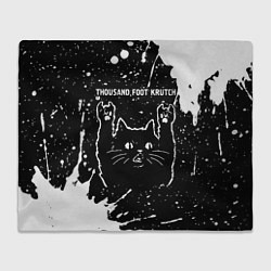 Плед флисовый Группа Thousand Foot Krutch и рок кот, цвет: 3D-велсофт