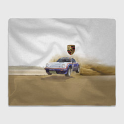 Плед флисовый Porsche - гонки в пустыне, цвет: 3D-велсофт