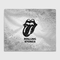 Плед флисовый Rolling Stones с потертостями на светлом фоне, цвет: 3D-велсофт