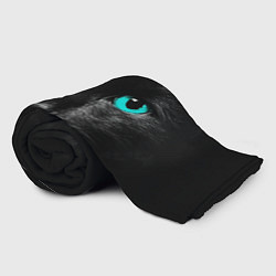 Плед флисовый Чёрный кот с бирюзовыми глазами, цвет: 3D-велсофт — фото 2