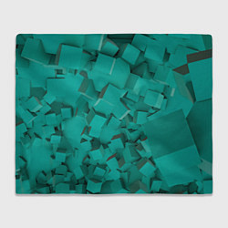 Плед флисовый Абстрактные сине-зелёные кубы, цвет: 3D-велсофт