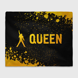 Плед флисовый Queen - gold gradient: надпись и символ, цвет: 3D-велсофт