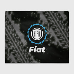 Плед флисовый Fiat в стиле Top Gear со следами шин на фоне, цвет: 3D-велсофт