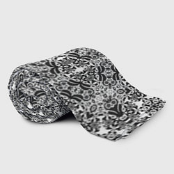 Плед флисовый Черно-белый ажурный кружевной узор, цвет: 3D-велсофт — фото 2