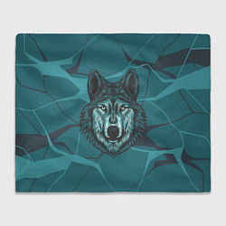 Плед флисовый Голова синего волка, цвет: 3D-велсофт