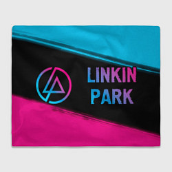Плед флисовый Linkin Park - neon gradient: надпись и символ, цвет: 3D-велсофт