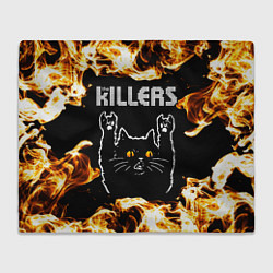 Плед флисовый The Killers рок кот и огонь, цвет: 3D-велсофт