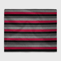 Плед флисовый Красно-черный полосатый современный узор, цвет: 3D-велсофт