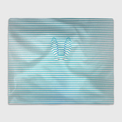 Плед флисовый Бело-голубые полосы и заячьи уши контуром, цвет: 3D-велсофт