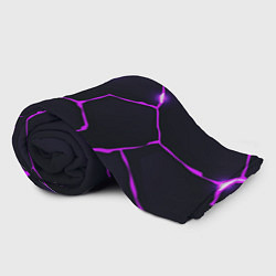 Плед флисовый Фиолетовые неоновые трещины, цвет: 3D-велсофт — фото 2