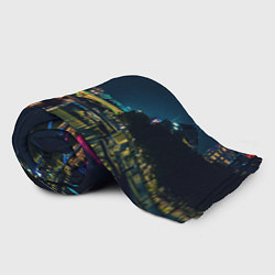 Плед флисовый Неоновый ночной город, цвет: 3D-велсофт — фото 2