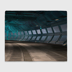 Плед флисовый Коридор космической станции, цвет: 3D-велсофт