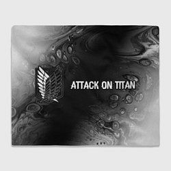 Плед флисовый Attack on Titan glitch на темном фоне: надпись и с, цвет: 3D-велсофт