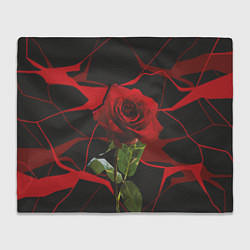 Плед флисовый Одинокая красная роза, цвет: 3D-велсофт