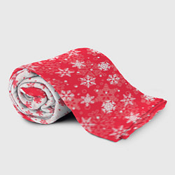 Плед флисовый Снежинки красно-белые, цвет: 3D-велсофт — фото 2
