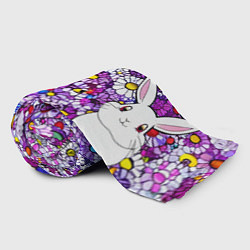 Плед флисовый Веселый кролик в фиолетовых ромашках, цвет: 3D-велсофт — фото 2