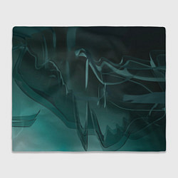 Плед флисовый Волнообразные тёмно-зелёные линии, цвет: 3D-велсофт