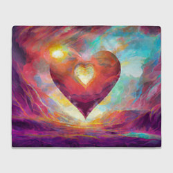 Плед флисовый Большое горячее сердце, цвет: 3D-велсофт