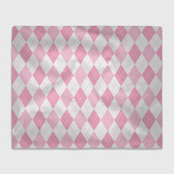 Плед флисовый Pink argyle, цвет: 3D-велсофт