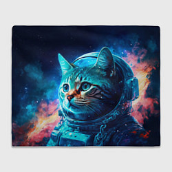 Плед флисовый Кот космонавт и звезды, цвет: 3D-велсофт