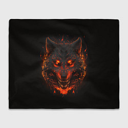 Плед флисовый Морда огненного волка, цвет: 3D-велсофт