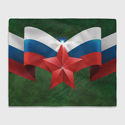 Плед флисовый Звезда на фоне флага, цвет: 3D-велсофт
