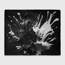 Плед флисовый Брызги красок - белая и черная, цвет: 3D-велсофт
