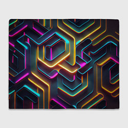 Плед флисовый Неоновый узор на стене, цвет: 3D-велсофт