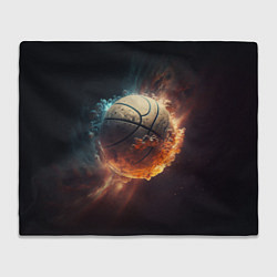 Плед флисовый Баскетбольный мяч в космосе, цвет: 3D-велсофт