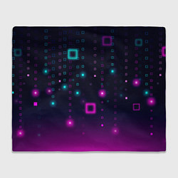 Плед флисовый Светящиеся неоновые квадраты, цвет: 3D-велсофт