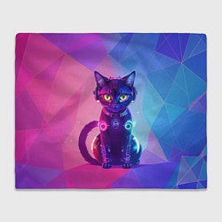 Плед флисовый Кибер кошка, цвет: 3D-велсофт
