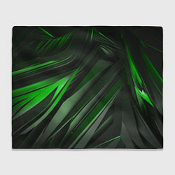 Плед флисовый Green black abstract, цвет: 3D-велсофт