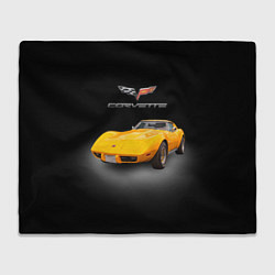 Плед флисовый Американский спорткар Chevrolet Corvette Stingray, цвет: 3D-велсофт