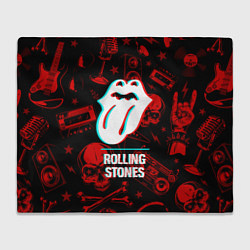 Плед флисовый Rolling Stones rock glitch, цвет: 3D-велсофт