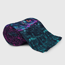 Плед флисовый Сова в стиле киберпанк, цвет: 3D-велсофт — фото 2