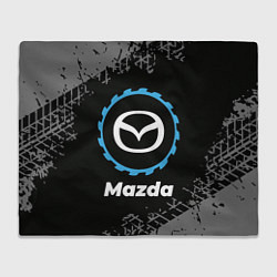 Плед флисовый Mazda в стиле Top Gear со следами шин на фоне, цвет: 3D-велсофт
