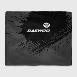Плед флисовый Daewoo speed на темном фоне со следами шин: символ, цвет: 3D-велсофт